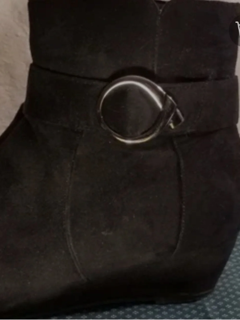 Impo Black Suede-Look Hidden Wedge Ankle Booties